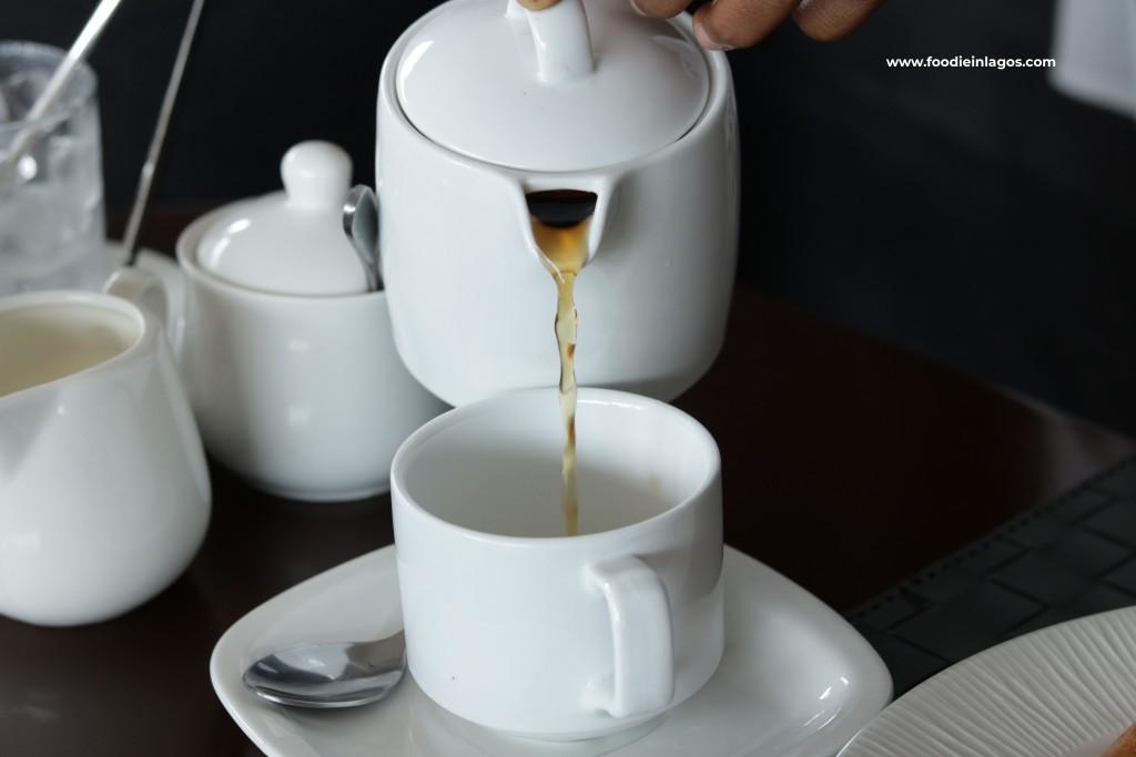 Tea Pot and cup of tea at English breakfast sangotedo lekki The-Autobiography-Restaurant-Lounge-Lekki-Sangotedo