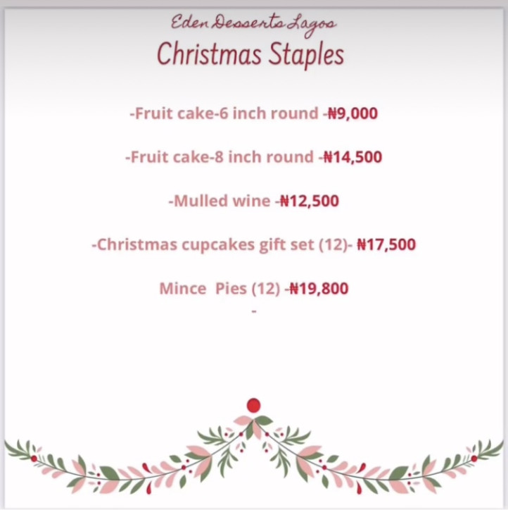 Christmas menu