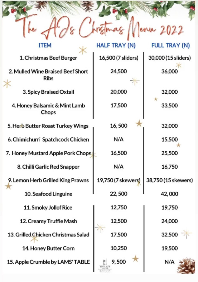 Christmas menu