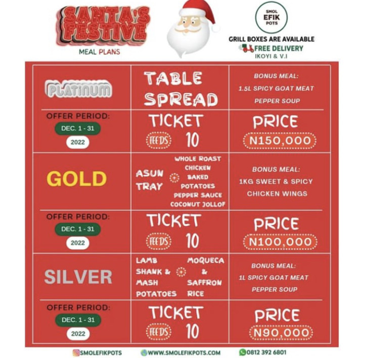 Christmas menu